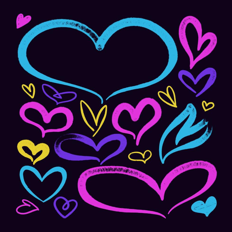 corazón icono. pintada estilo rociar diseño elemento conjunto vector