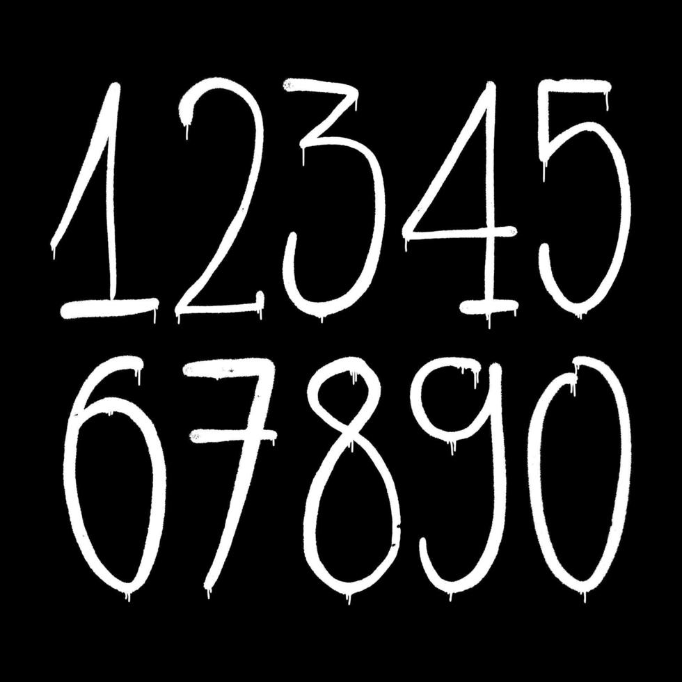 graffiti numbers. set of numbers in the style of graffiti spray paint vector