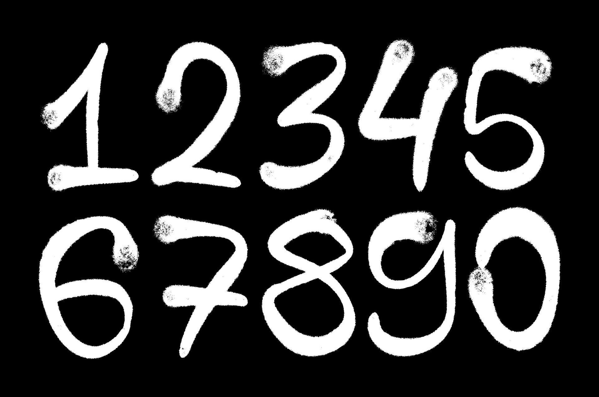 graffiti numbers. set of numbers in the style of graffiti spray paint