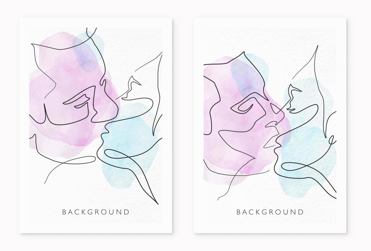 Vector illustration, kissing man and woman. minimalistic one line style.