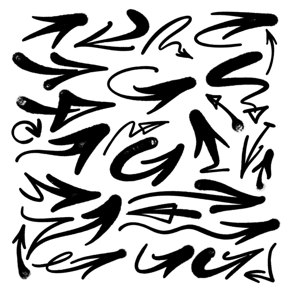 multicolored graffiti elements set spray paint arrow vector