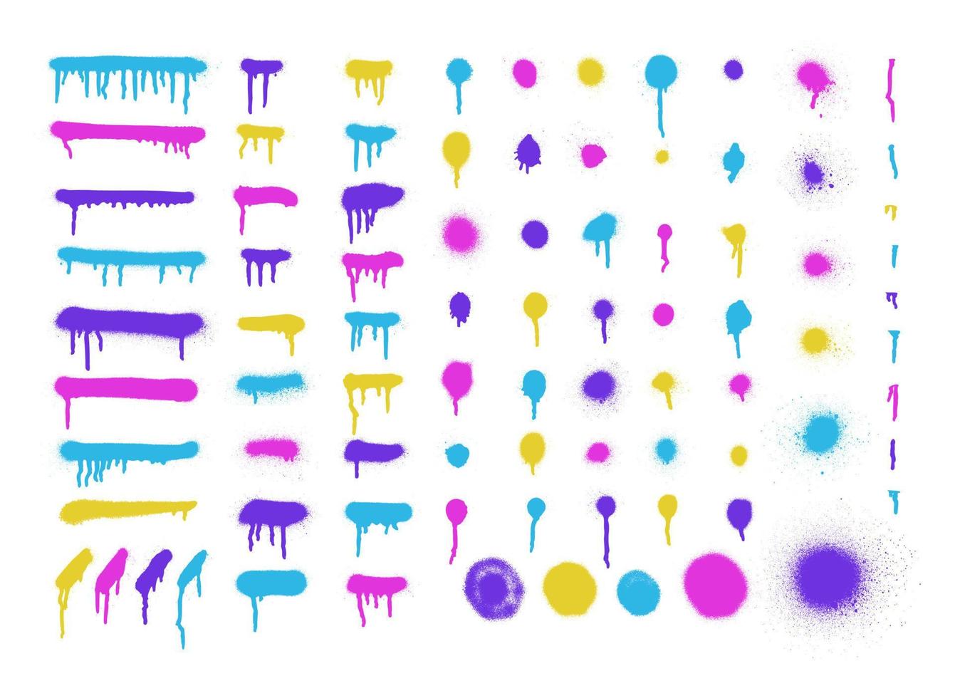 Graffiti spray dots and lines. splatter paint spray and smudge effect. shape set vector