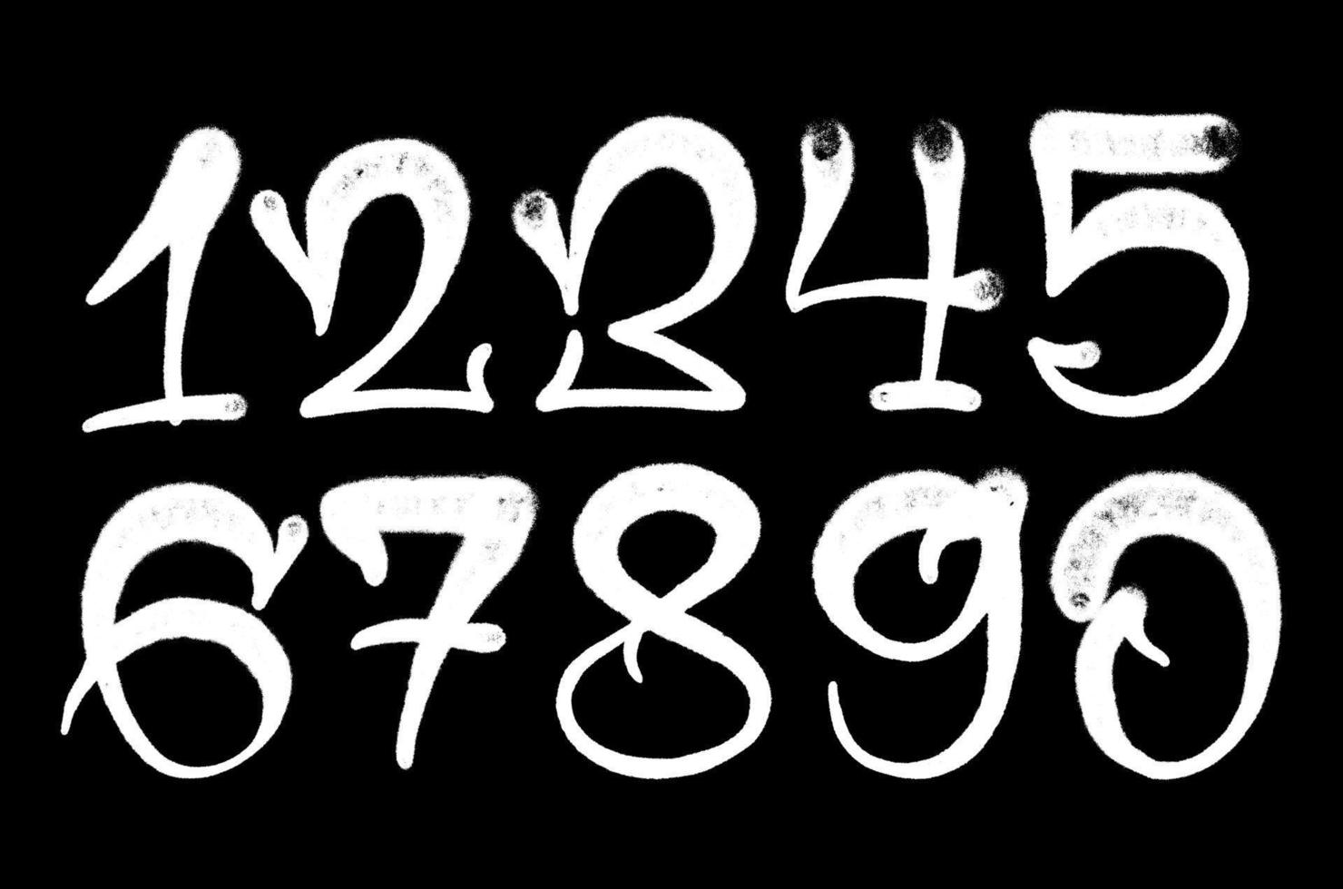 graffiti numbers. set of numbers in the style of graffiti spray paint vector