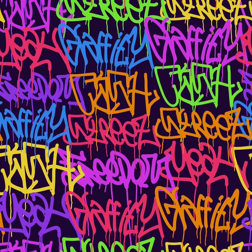 graffiti background with marker letters, bright colored lettering tags vector