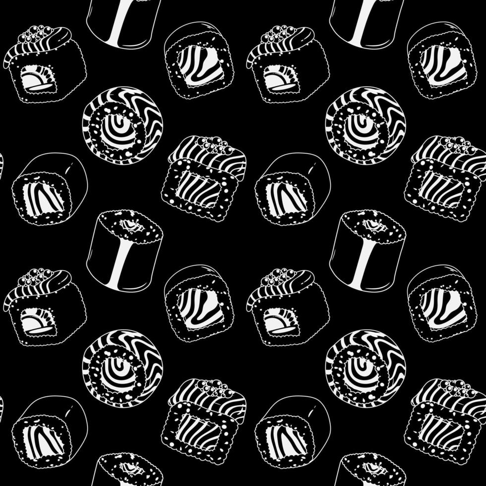 Sushi Background pattern. Vector illustration.