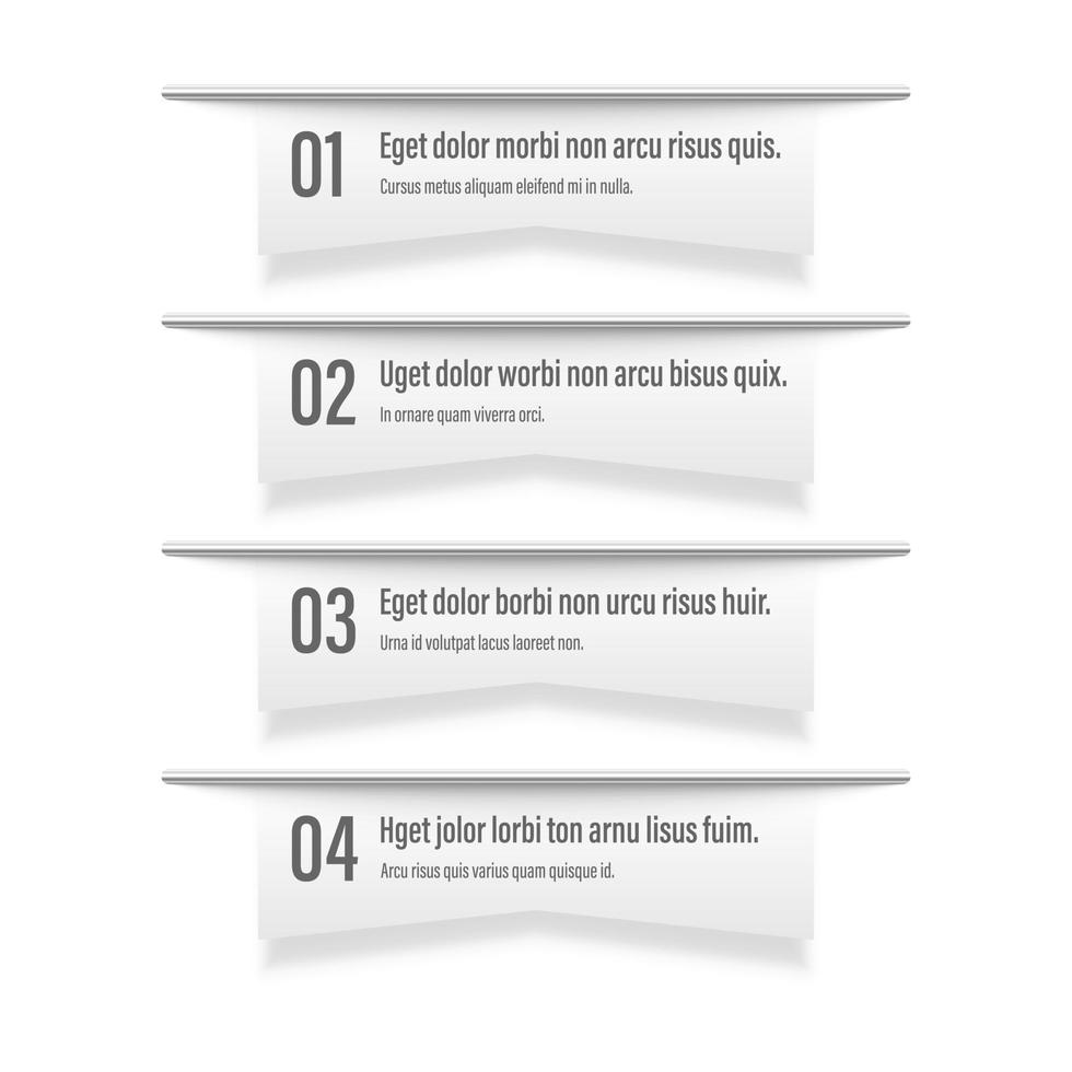 Infographics banners. A vivid illustration of the layout of the labels banner. Colored labels with a set of steps and parameters. A template for the design. All elements are isolated.EPS 10. vector