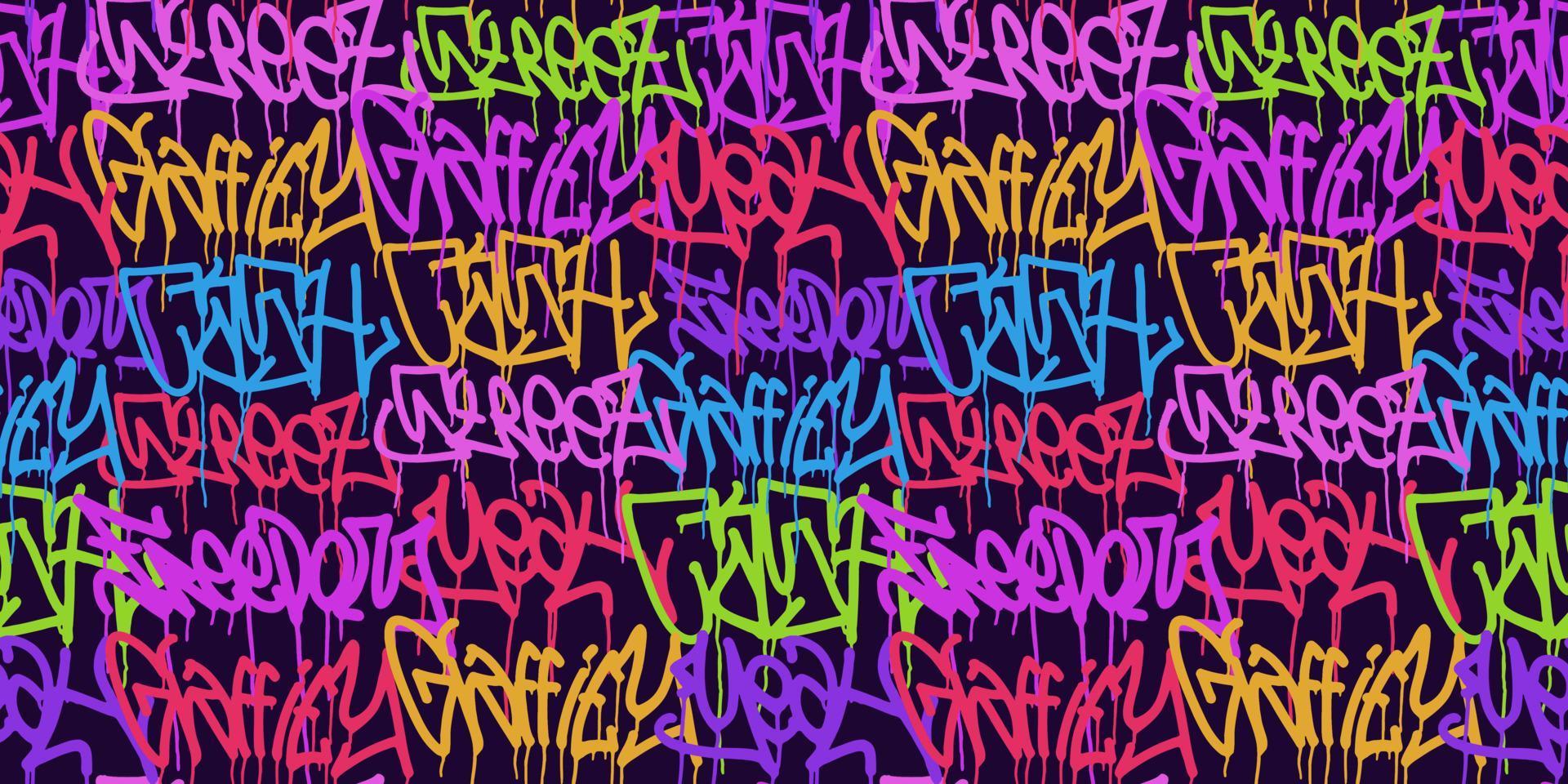 graffiti background with marker letters, bright colored lettering tags vector