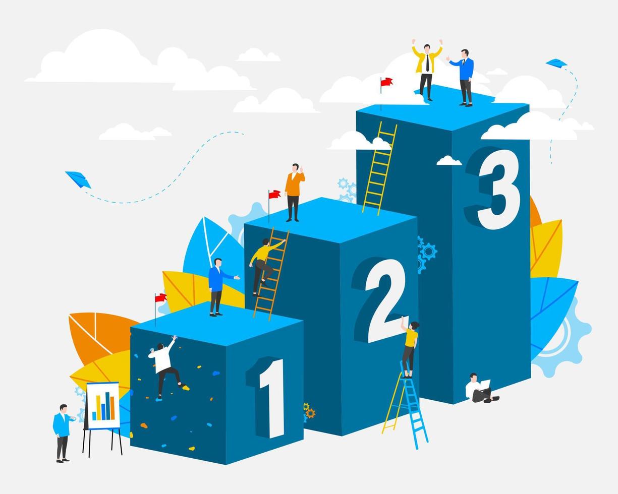 MobileBusiness concept. vector illustrations, people links of one mechanism, business mechanism, abstract background with gears, people are engaged in business promotion, new ideas and strateg. EPS-10