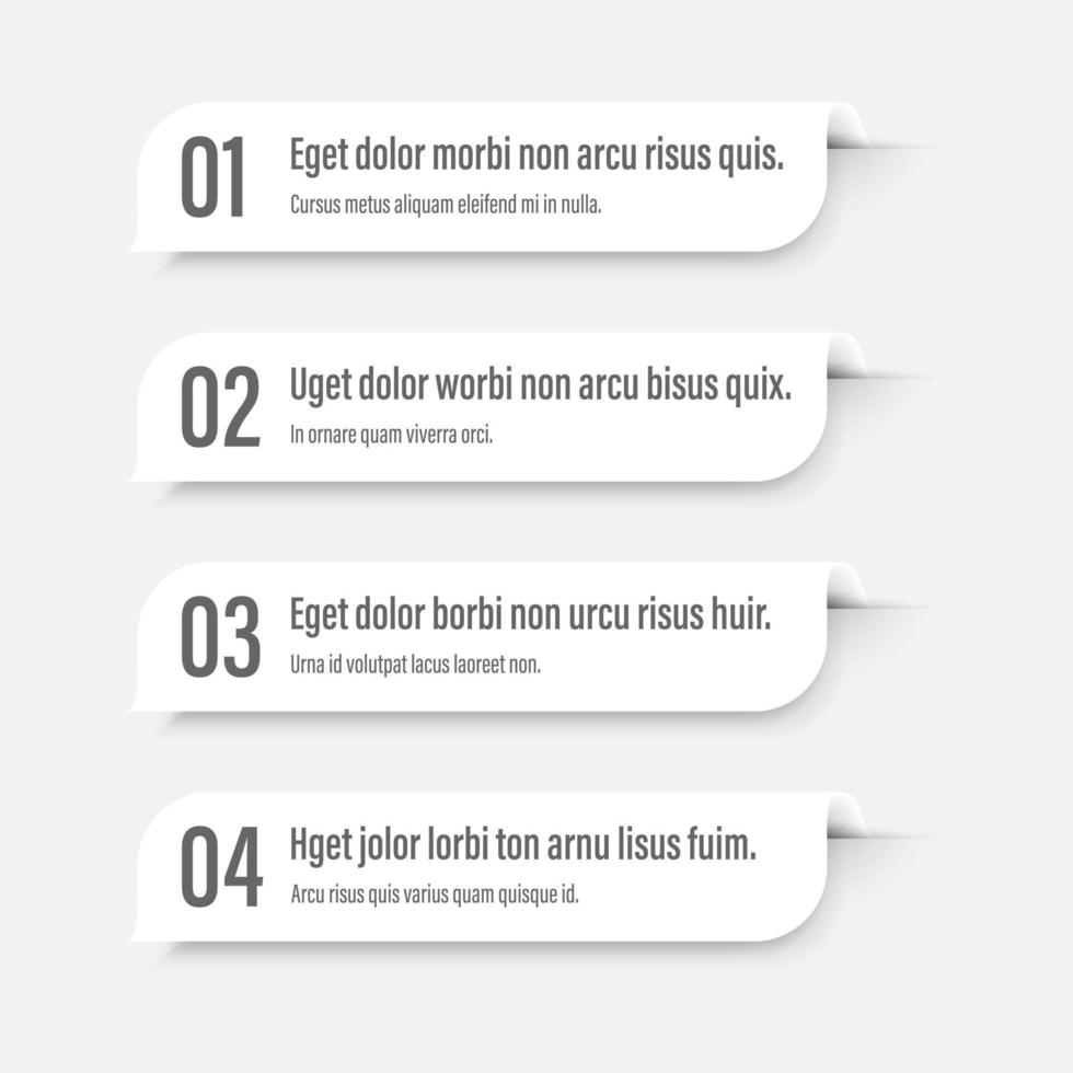 Infographics banners. A vivid illustration of the layout of the labels banner. Colored labels with a set of steps and parameters. A template for the design. All elements are isolated.EPS 10. vector