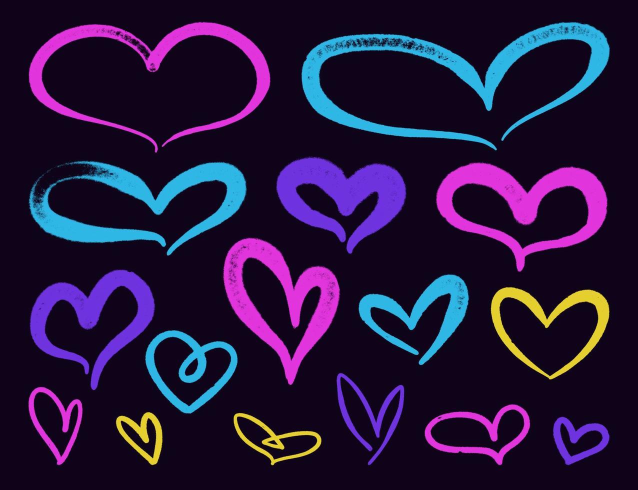 heart icon. graffiti style spray design element set vector