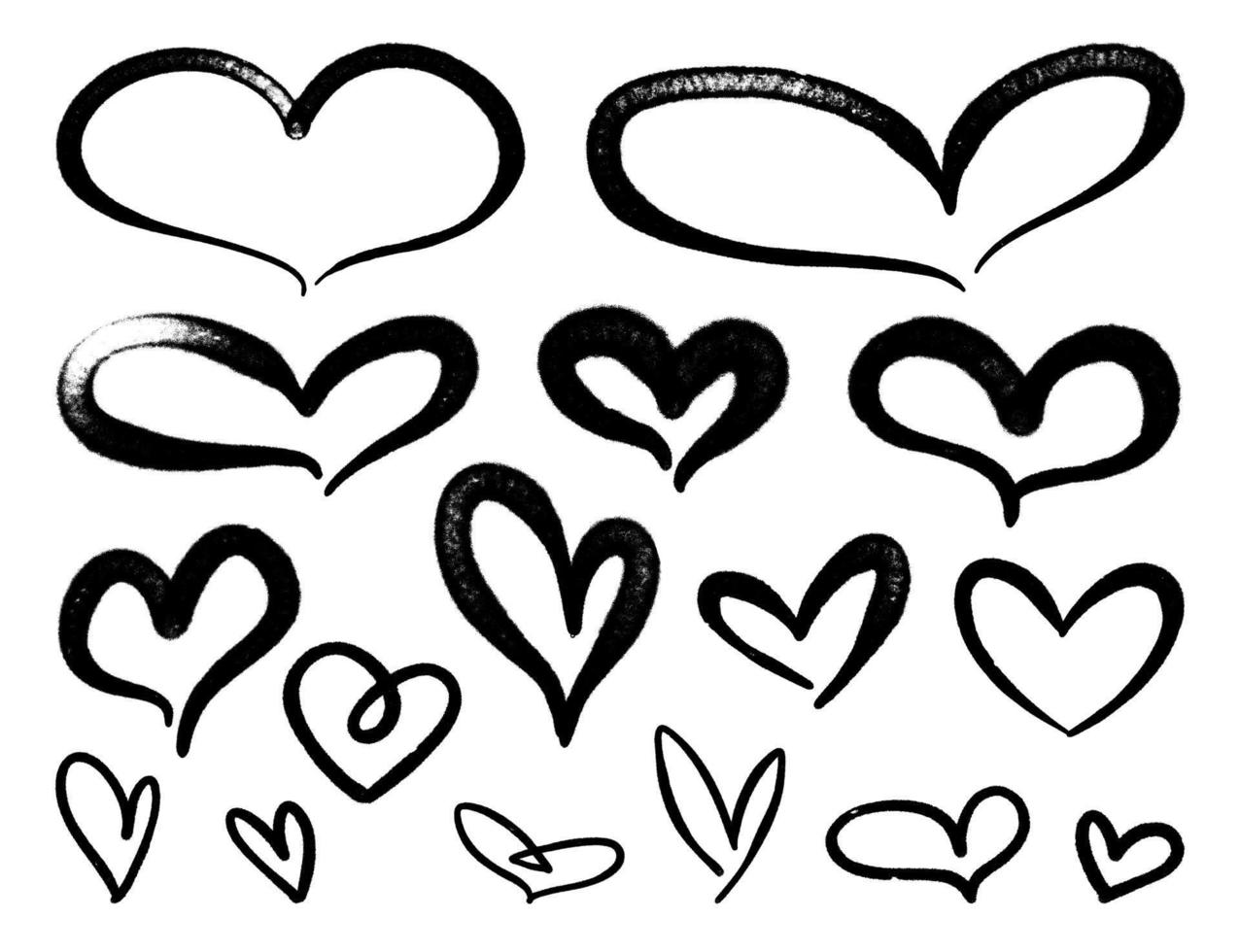 heart icon. graffiti style spray design element set vector