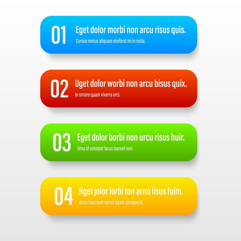 Infographics banners. A vivid illustration of the layout of the labels banner. Colored labels with a set of steps and parameters. A template for the design. All elements are isolated.EPS 10. vector