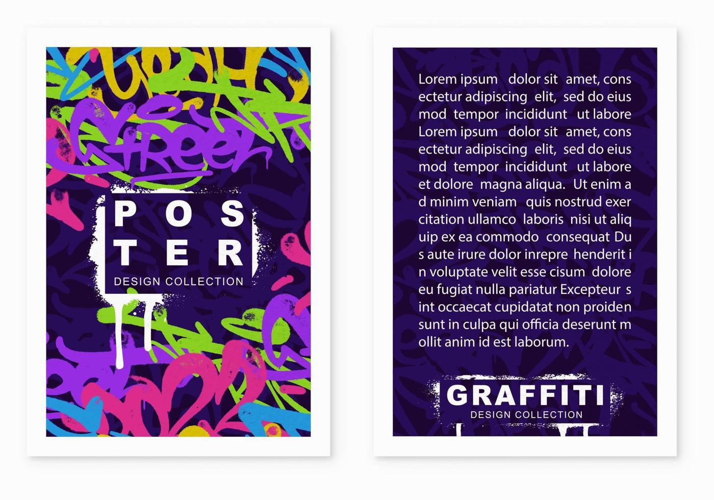 multicolored graffiti poster background with marker letters, bright colored banner lettering tags in the style of graffiti street art. Vector illustration template set