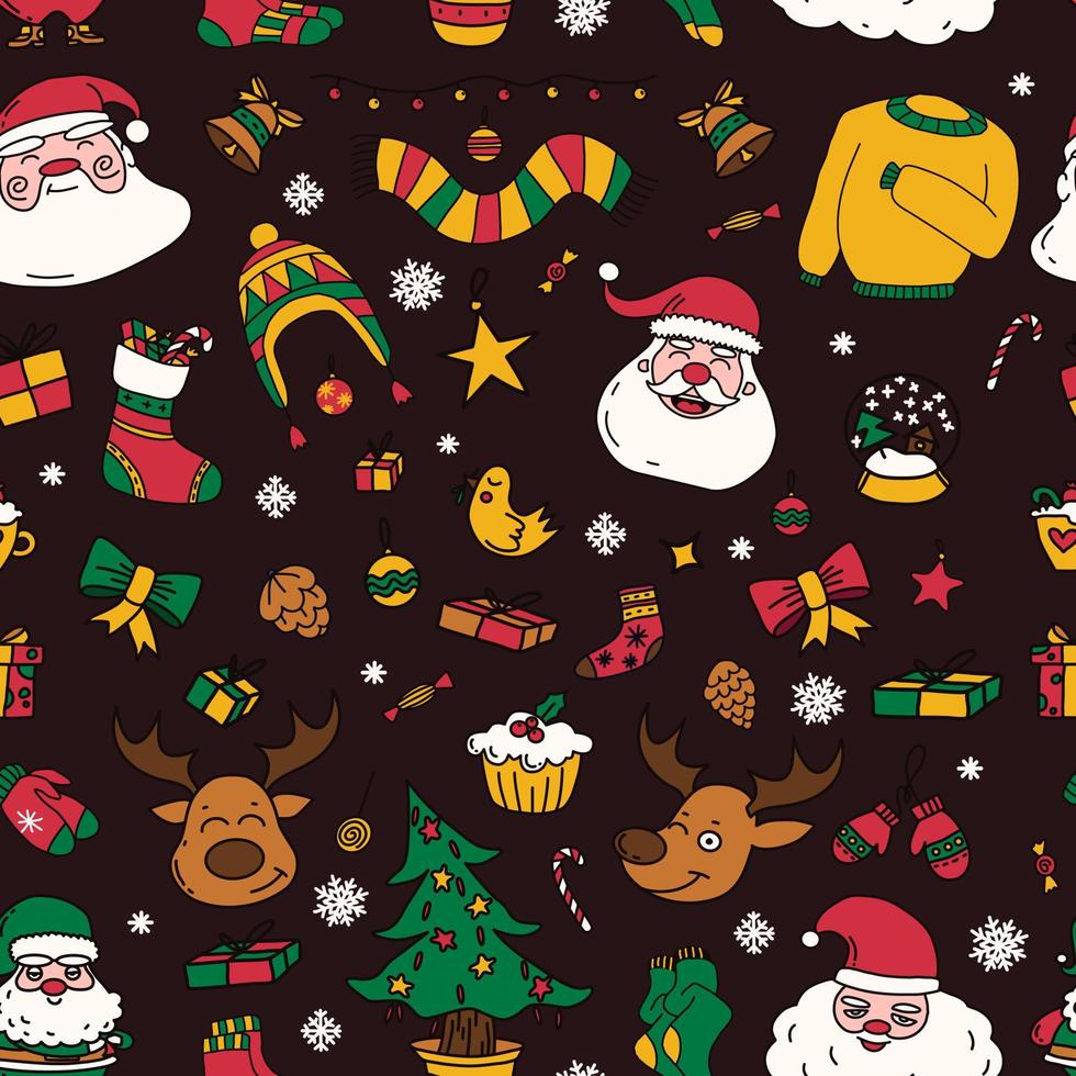 new year drawings icons, large set of festive clip-art graphics. Christmas design elements. vector