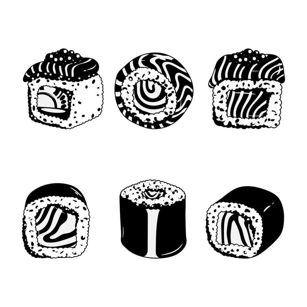 Sushi. Vector illustration.set of elements on a white background