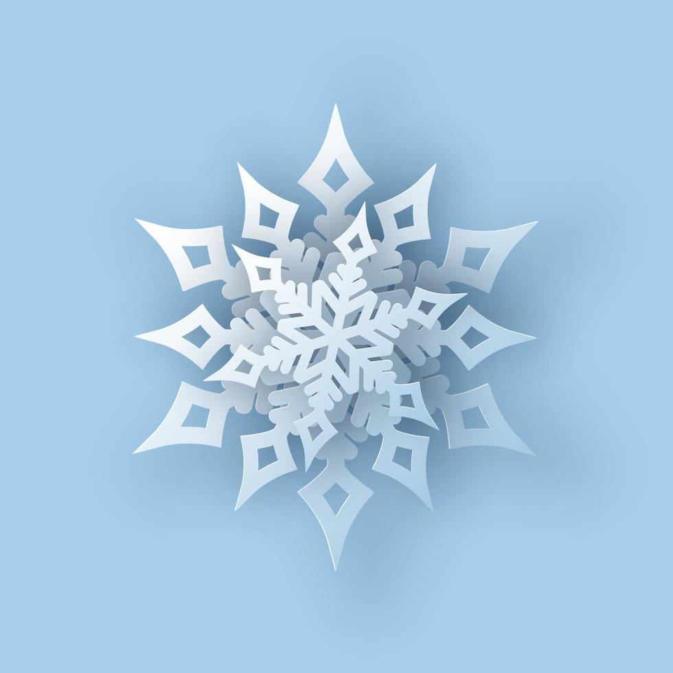 Mobsnowflake. Vector illustration of a realistic paper snowflake, a template for decorating a holiday card for Christmas.