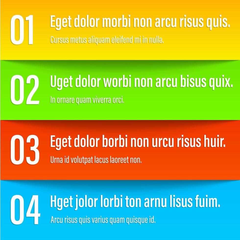 Infographics banners. A vivid illustration of the layout of the labels banner. Colored labels with a set of steps and parameters. A template for the design. All elements are isolated.EPS 10. vector