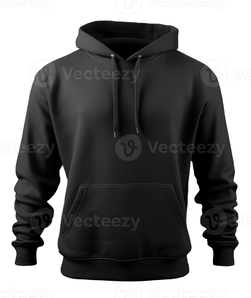 Blank black male hoodie sweatshirt long sleeve with clipping path png