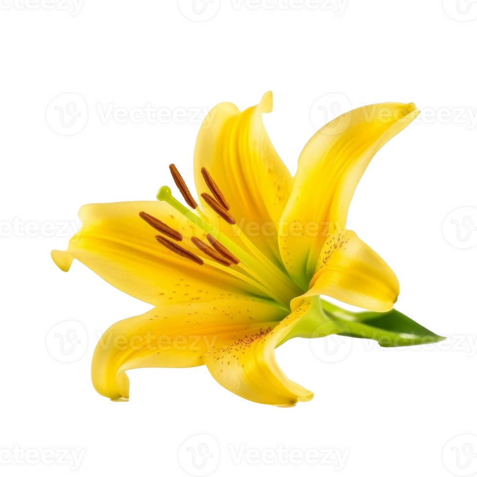 Yellow Lilly flower isolated. Illustration png