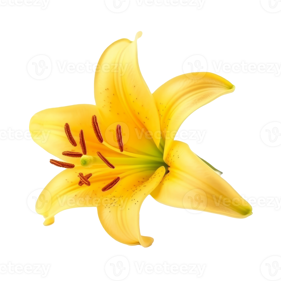 Yellow Lilly flower isolated. Illustration png