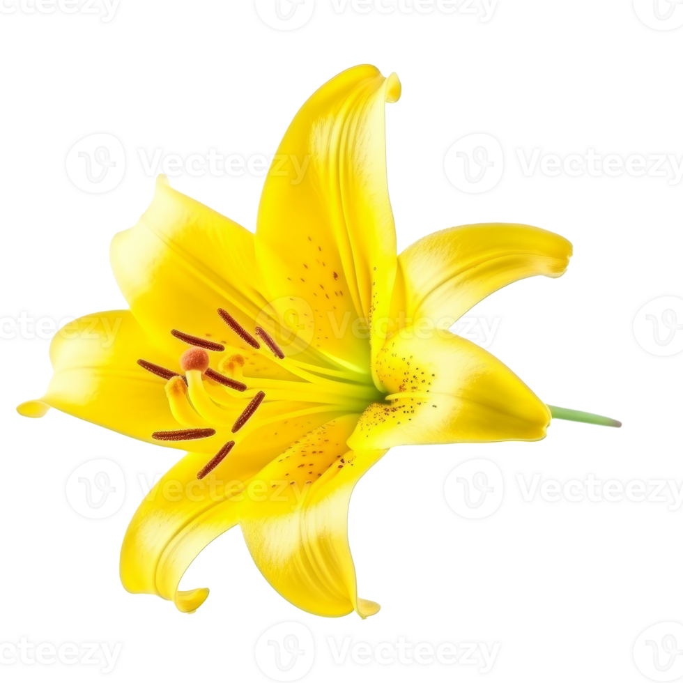 Yellow Lilly flower isolated. Illustration png