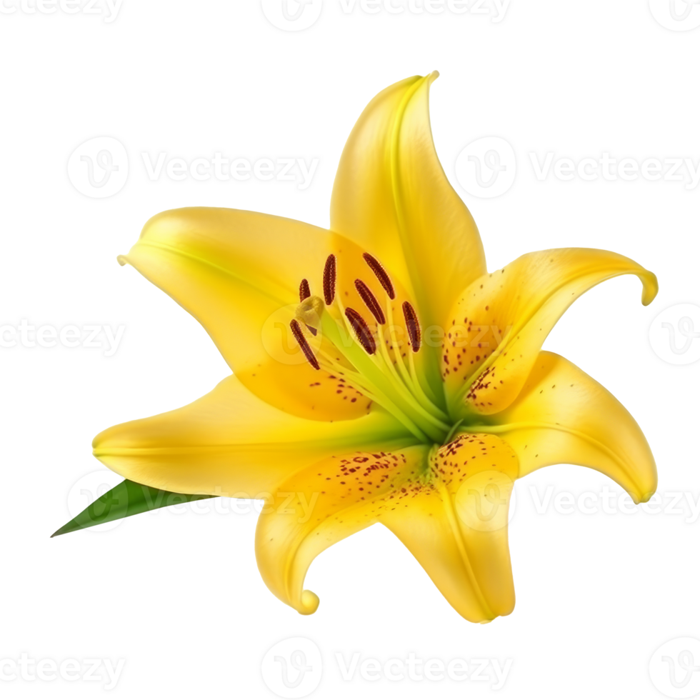 Yellow Lilly flower isolated. Illustration png