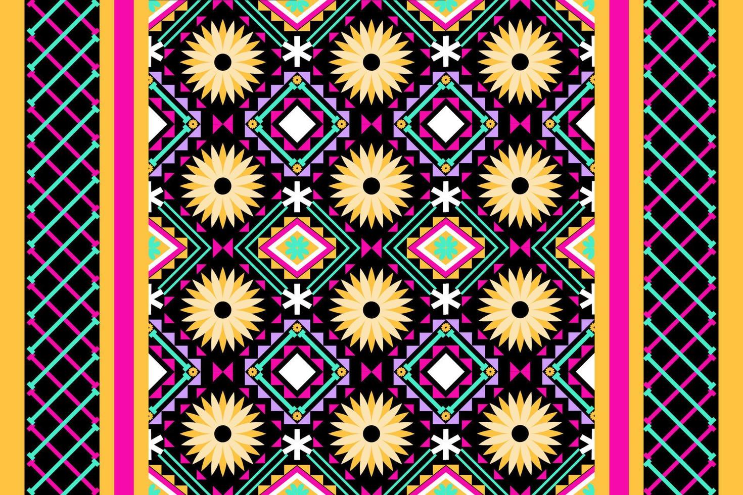 Colorful geometric ethnic seamless pattern designed for background, wallpaper, traditional clothing, carpet, curtain, and home decoration. vector