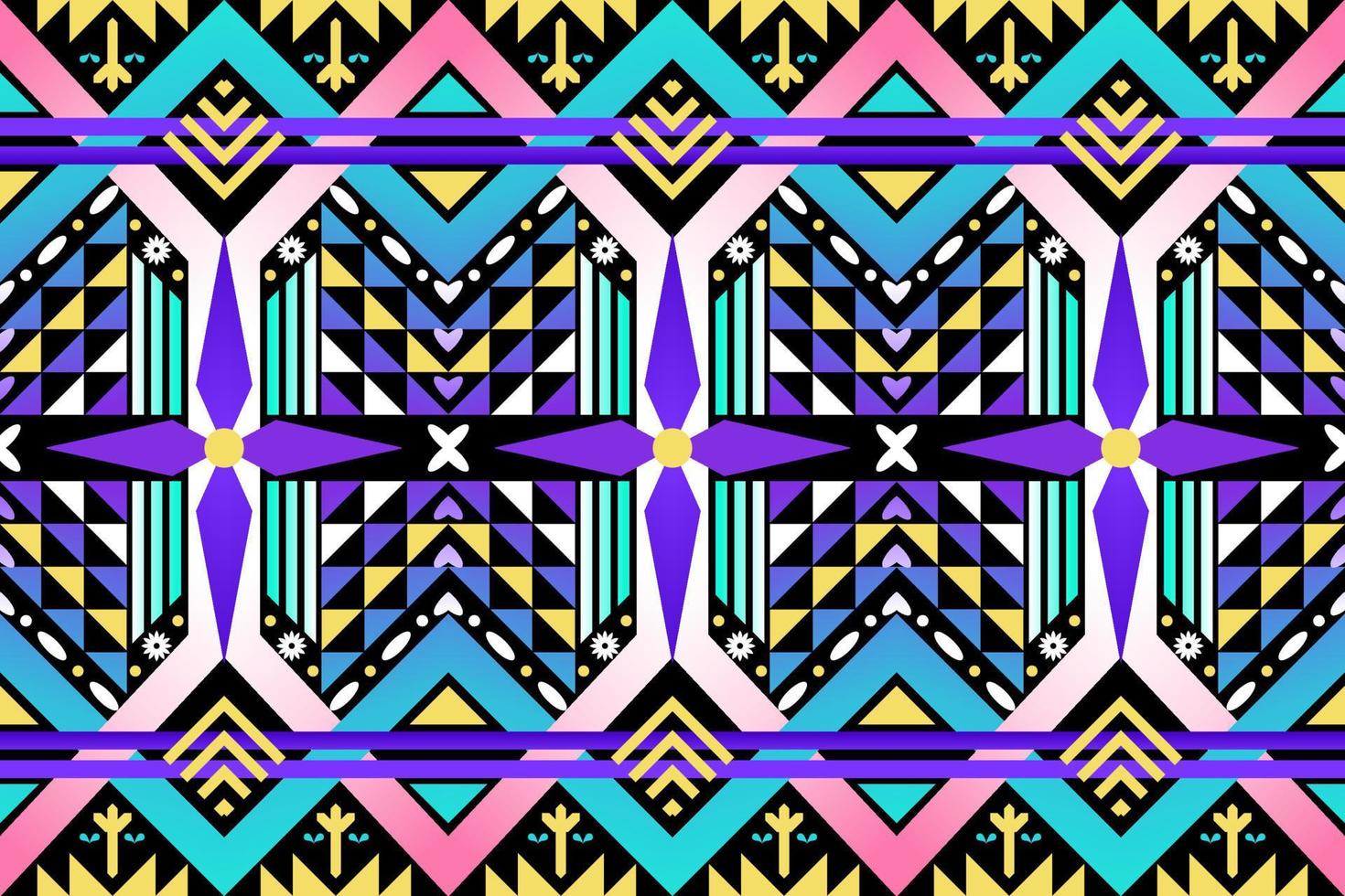 Colorful geometric ethnic seamless pattern designed for background, wallpaper, traditional clothing, carpet, curtain, and home decoration. vector