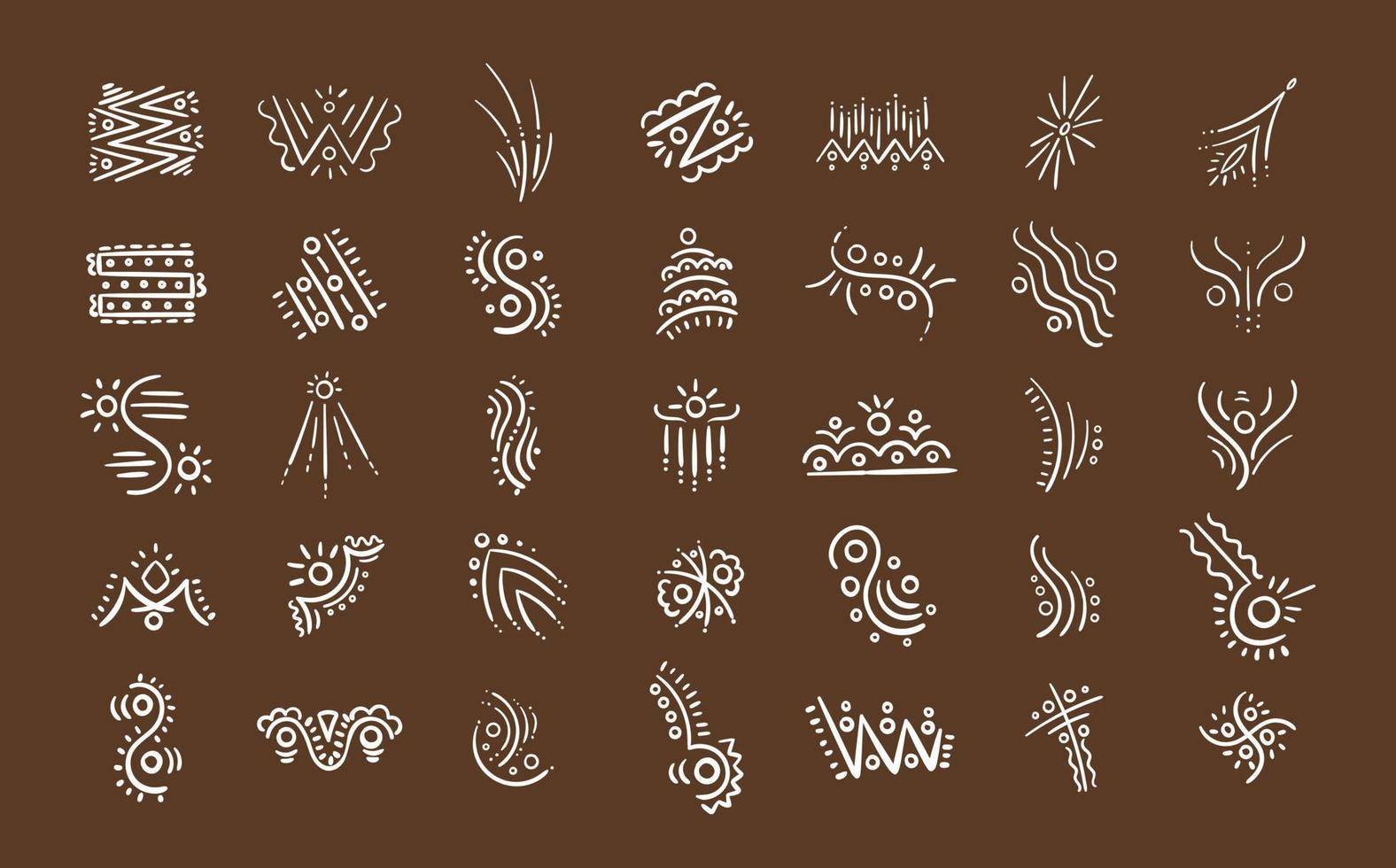 Hand drawn unique random tribal symbols. Primitive indigenous style. vector