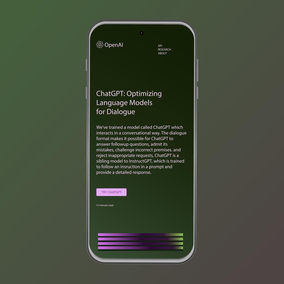 Smartphone screen with ChatGPT chat, AI tool,  and artificial intelligence chatbot from OpenAI. ChatGPT site. vector