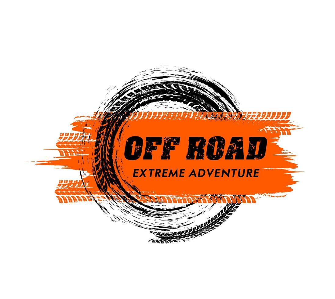 Offroad sport grunge banner with tire traces vector