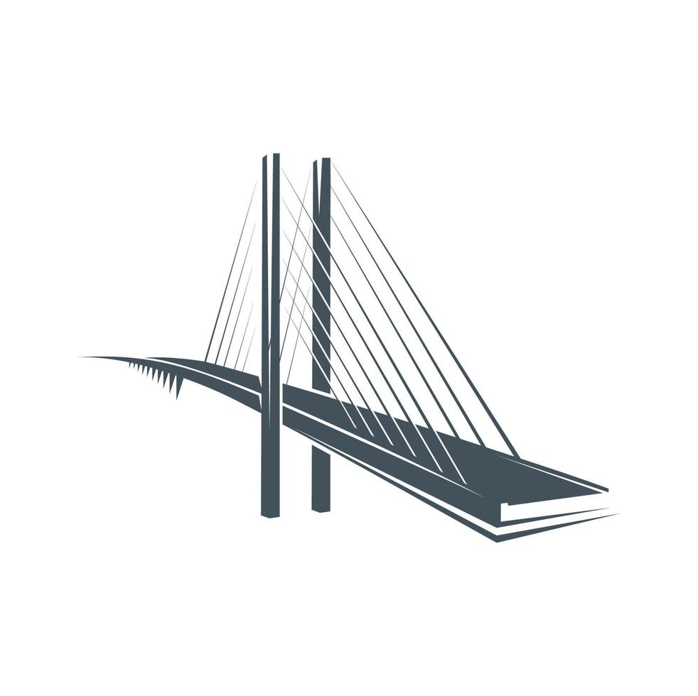 Bridge icon, construction, building and travel vector