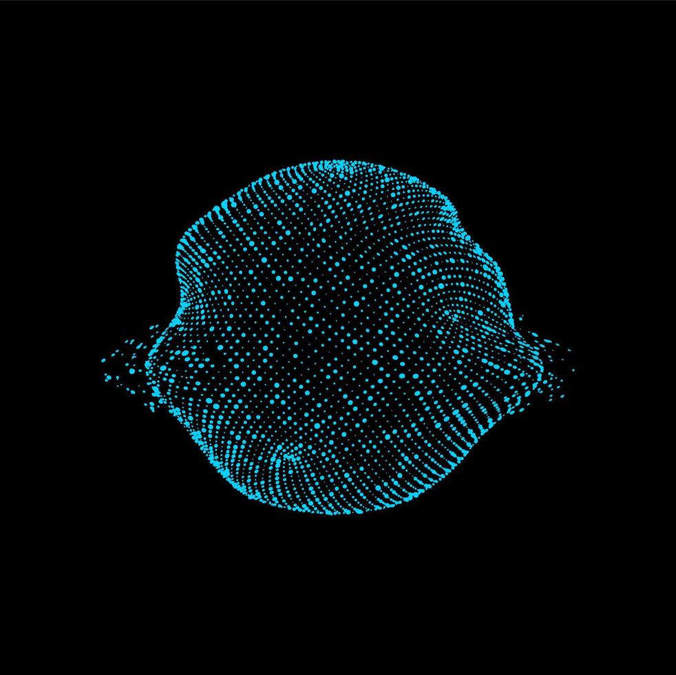 Sci fi mesh, futuristic sphere of dots particles vector