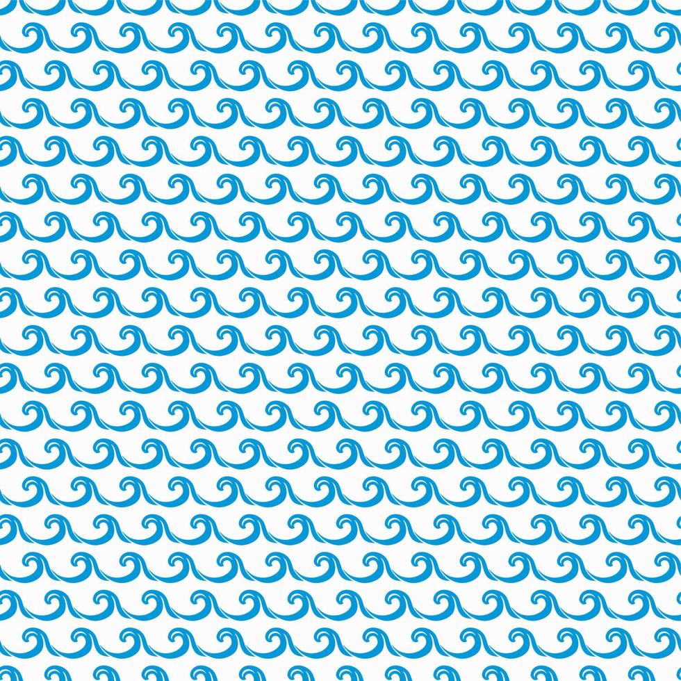Sea and ocean blue curly waves seamless pattern vector