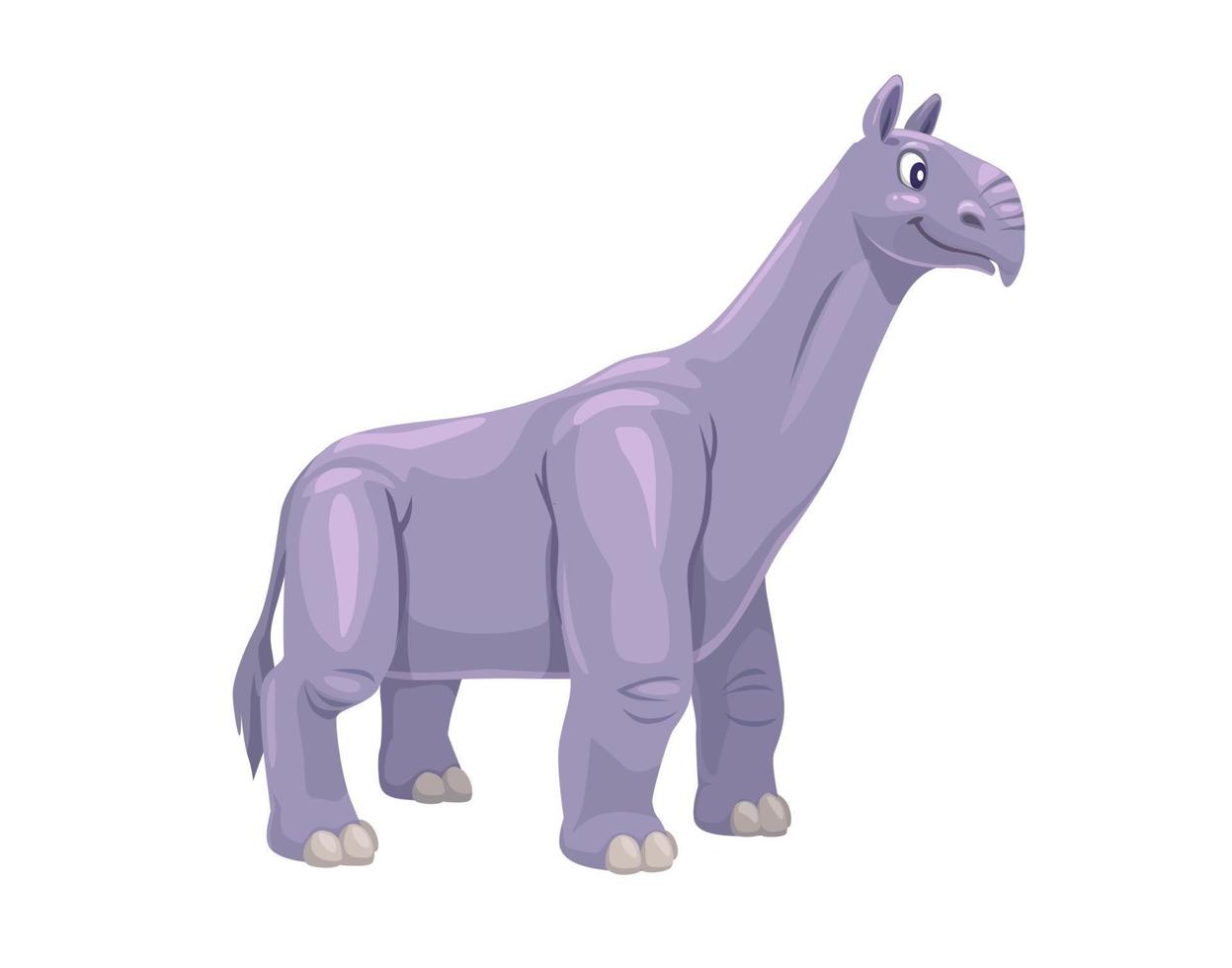 Cartoon indricotherium dinosaur character, vector