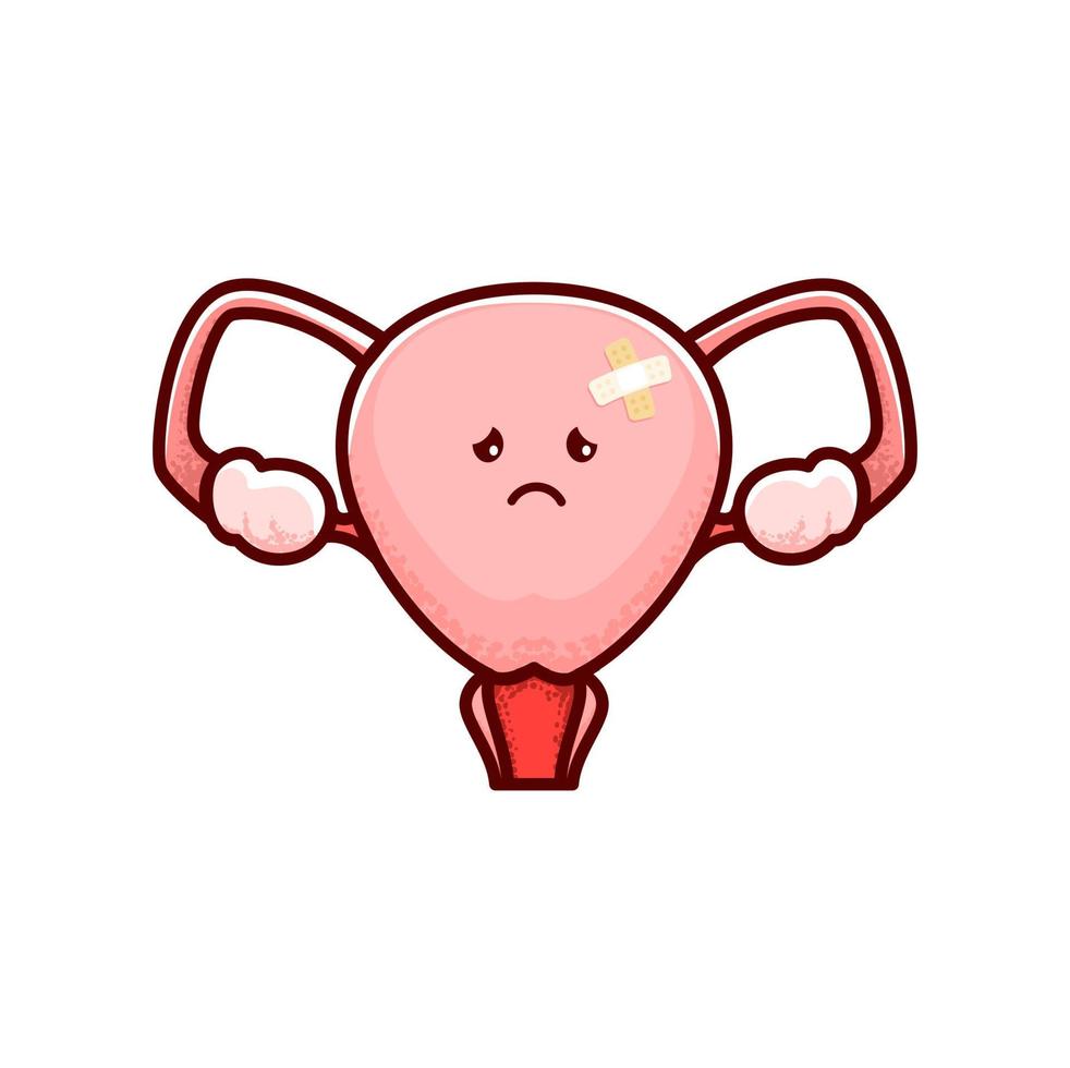 Uterus sick organ, cartoon character, woman health 23208075 Vector Art ...