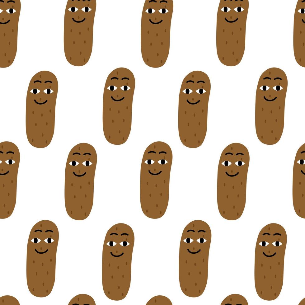 Funny vector seamless pattern with smelly brown poop. Stinky concept with doodle faces