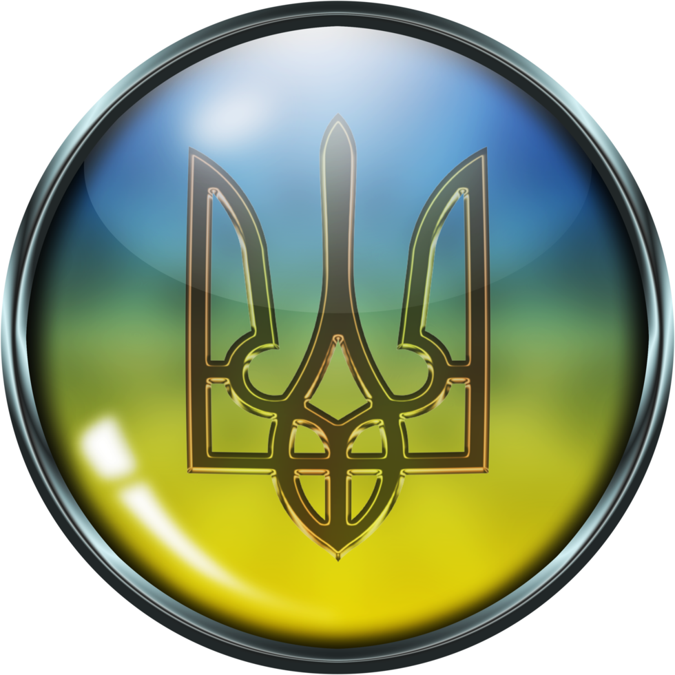 Ukraine Flag With Pin Badge Emblem Model png