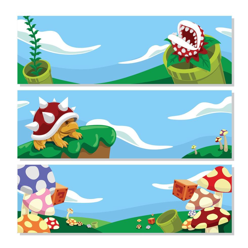 Mushroom World Landscape Banners vector