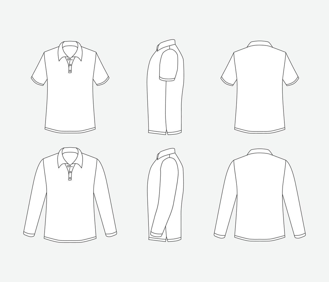 Polo Shirt Outline Mock Up vector