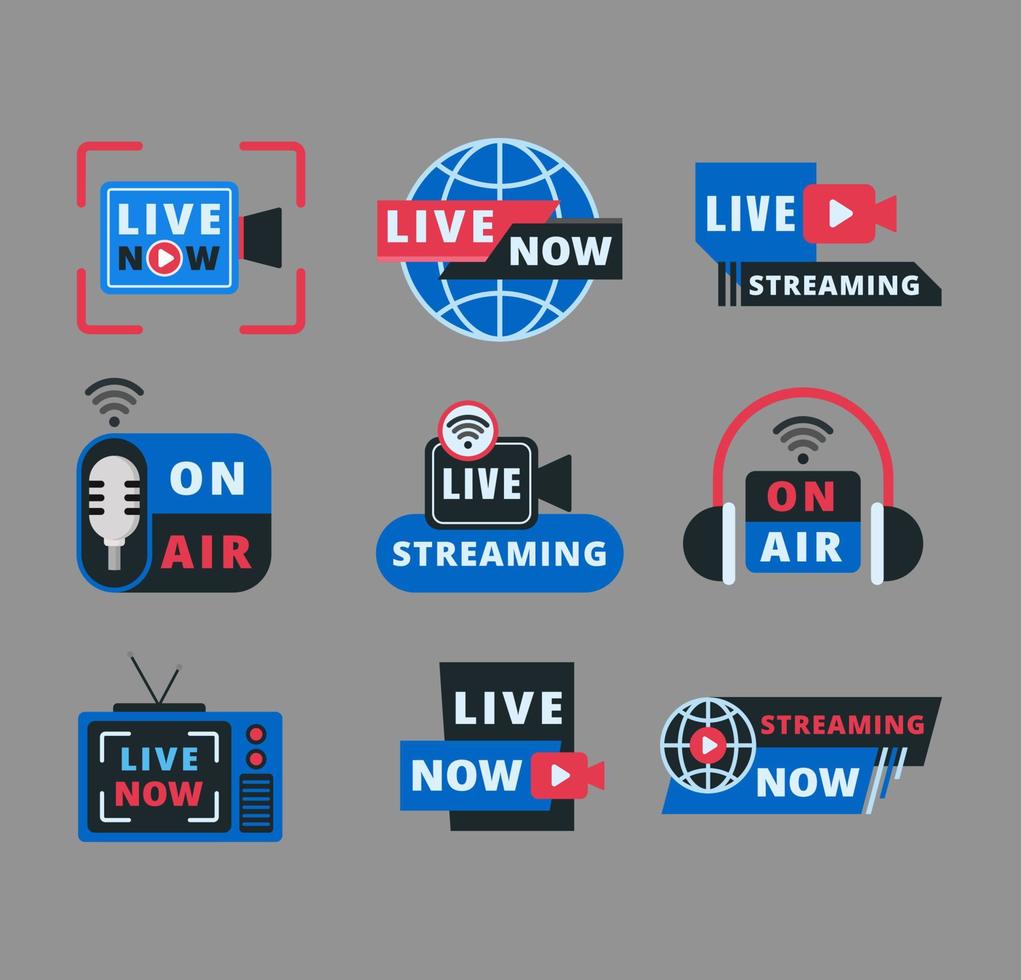 Playful General Live Streaming Label and Badge vector