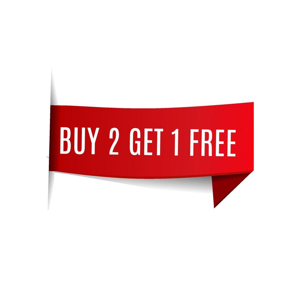 Buy 2 get 1 free banner template ribbon design. Special offer. flat vector. vector