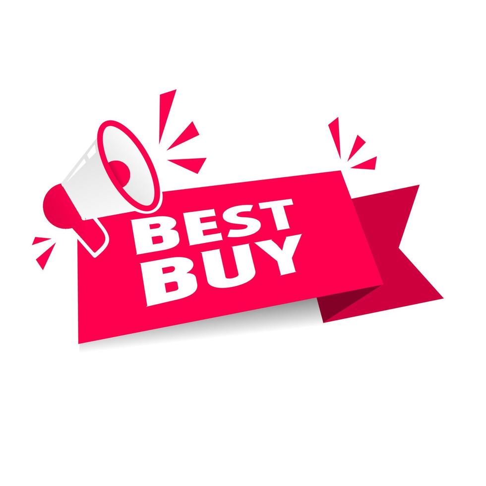 Best buy label icon megaphone design. modern Vector illustration banner template.