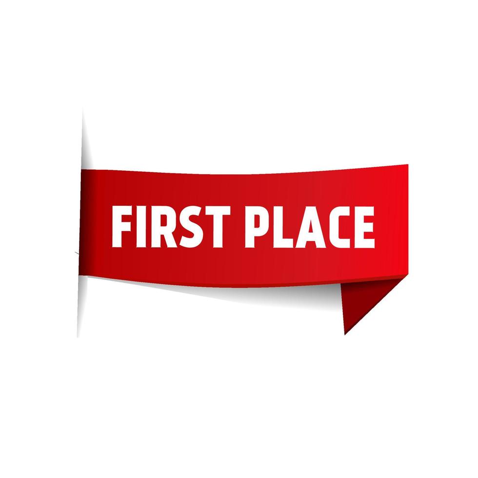 First place award icon. First award winner badge guarantee winning prize ribbon symbol medal icon. vector