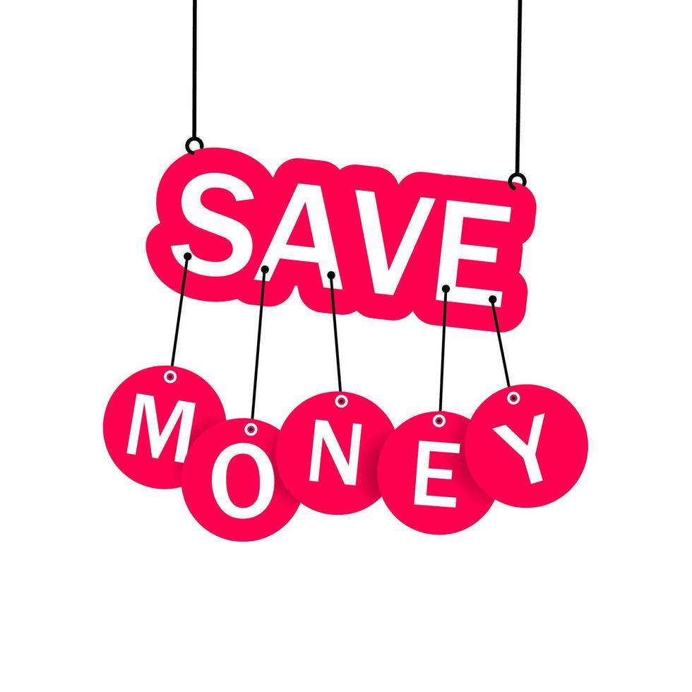Save money banner design template. Flat vector illustration on white background.