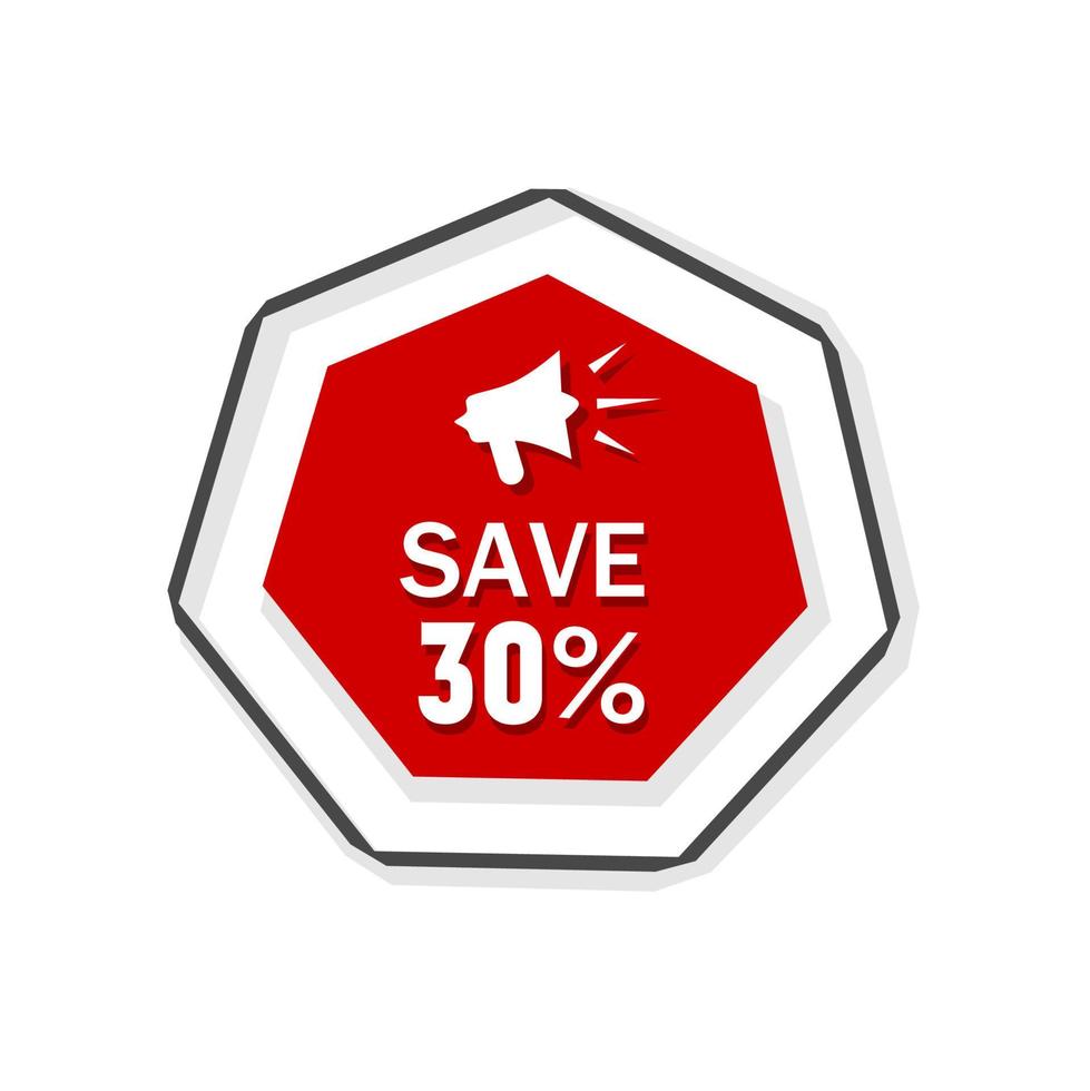 save 30 percent design, banner.  Vector template.