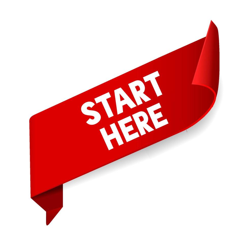 Start here banner sign. Modern web element design, vector icon.