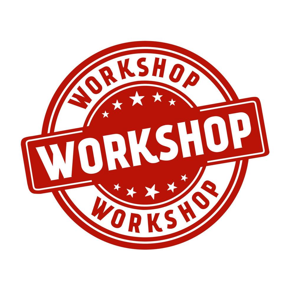 Workshop red round stamp. Vector illustration. flat design icon.