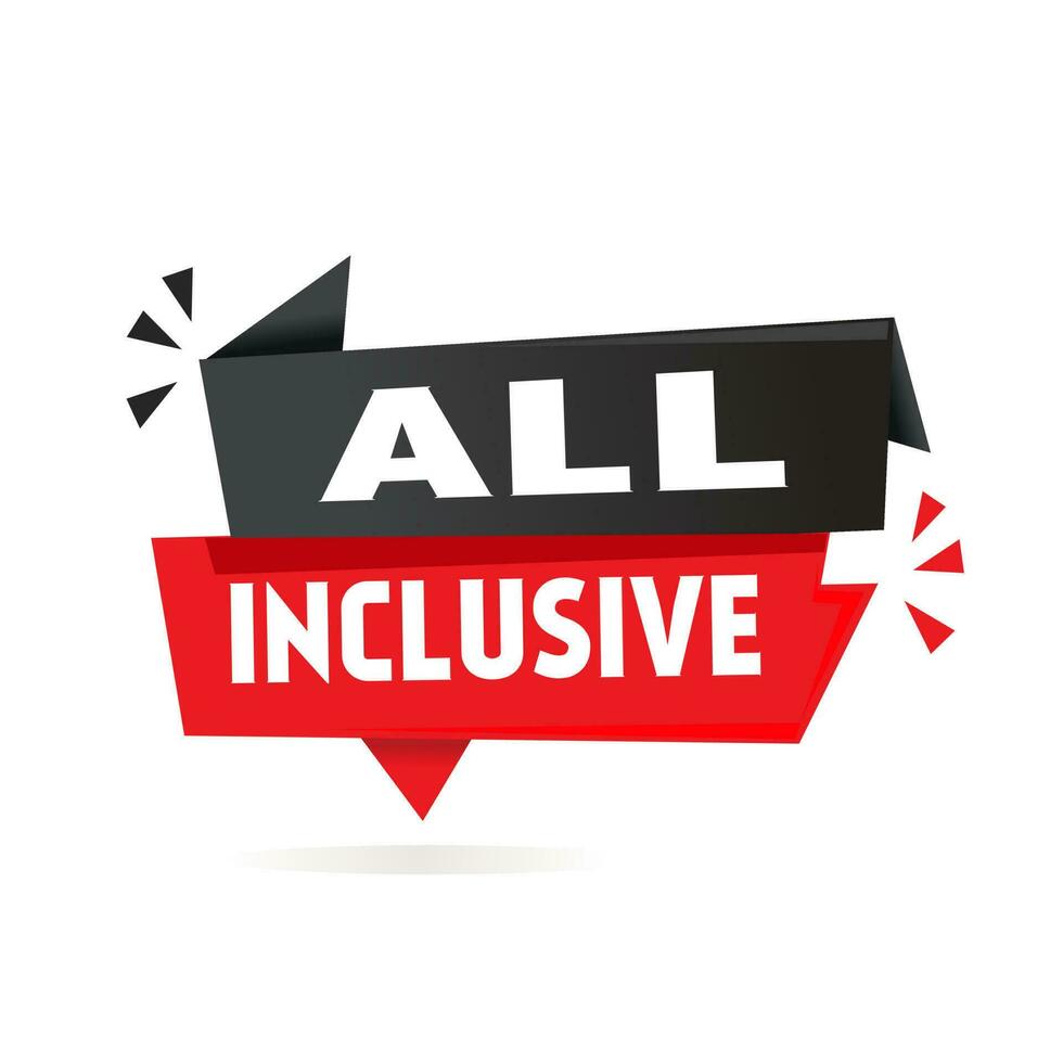 All inclusive. Banner with megaphone. Flat vector design template.