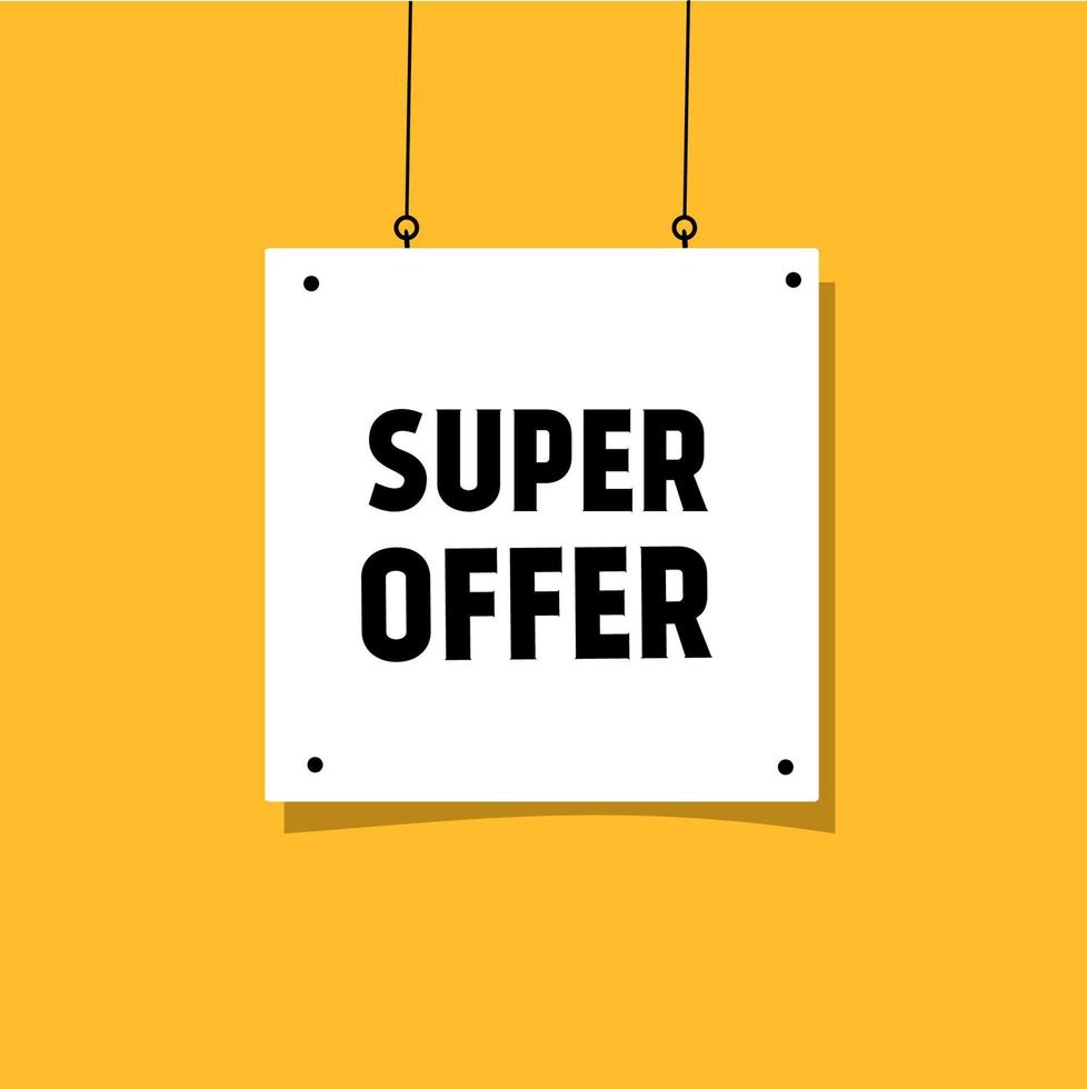 Super offer hanging banner template. Isolated design on white background, Vector. vector